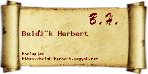Belák Herbert névjegykártya